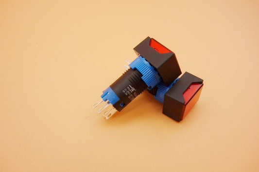 2PCS Cutout 12MM 48V RED LED ILLUMINATED Rectangular Momentary PUSH BUTTON 