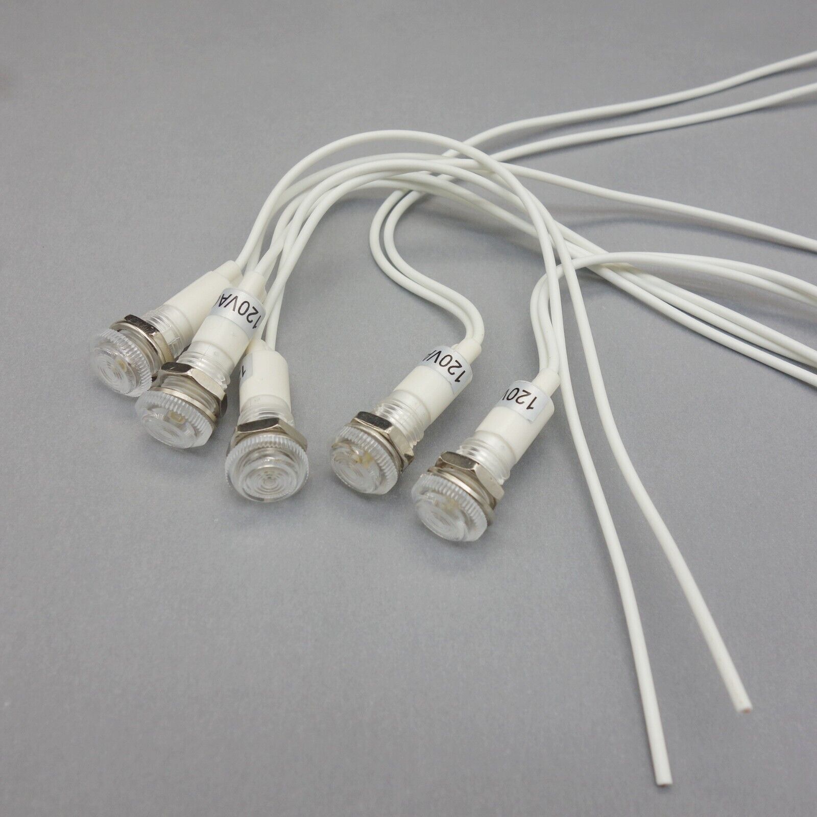 50 Pcs 120V AC 10mm White Panel Mounting LED Indication Signal Pilot Lights