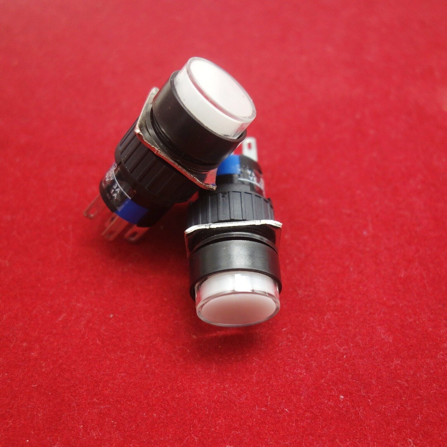 2PCS 16MM White LED ILLUMINATED ROUND Momentary PUSH BUTTON 2NO/2NC 2POLES LA39