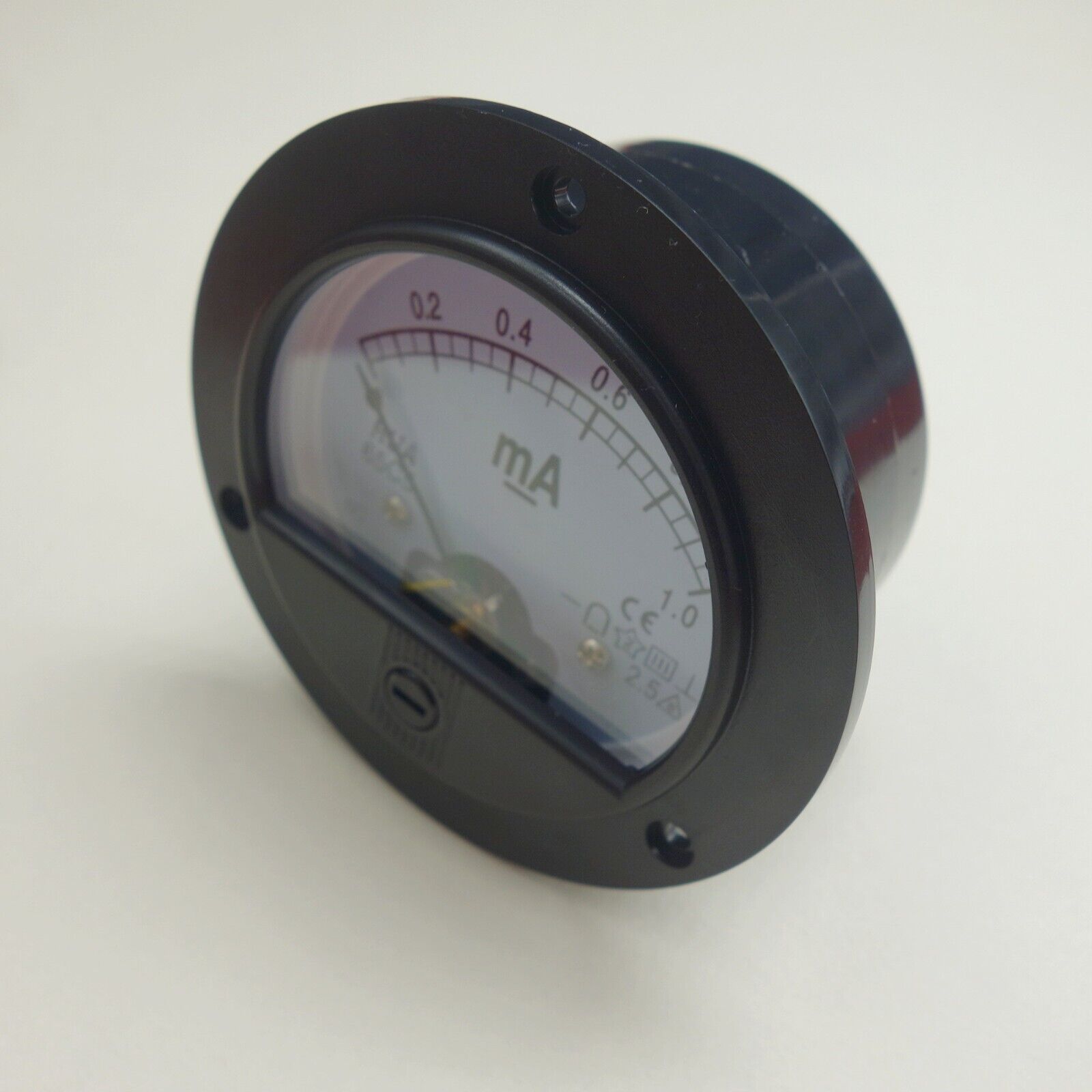 DC 0-1mA Round Analog Ammeter Panel AMP Current Meter Dia. 90mm Plastic Housing