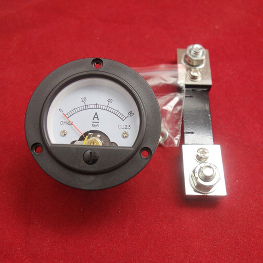 DC 0-60A Round Analog Ammeter Panel Current Meter Dia. 66.4mm DH52 with shunt