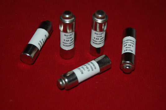 5Pcs ATQR 500V 0.5A 10 x 38mm Ceramic Cylindrical Fuse Links gG RO15T Time delay