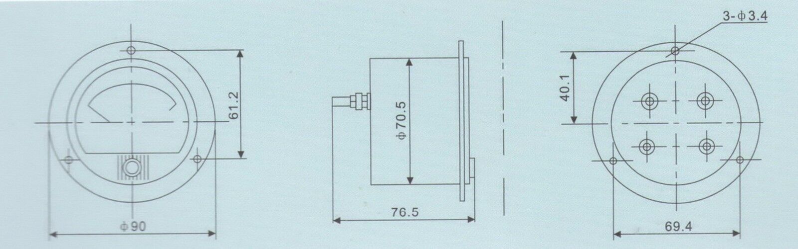 DC 0-3A Round Analog Ammeter Panel AMP Current Meter Dia. 90mm Direct Connect