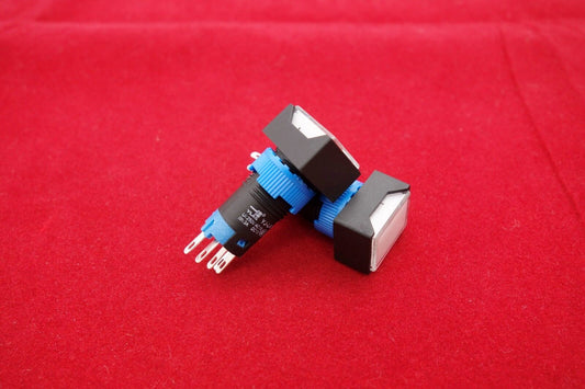 2PCS Cutout 12MM 48V White LED ILLUMINATED Rectangular Maintained PUSH BUTTON 