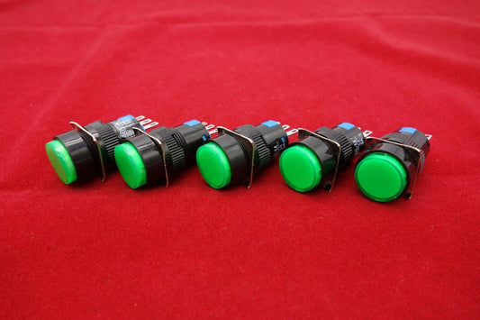 5PCS 16MM Green ROUND Maintained Latching PUSH BUTTON SWITCH 3 PINS 250V 3A