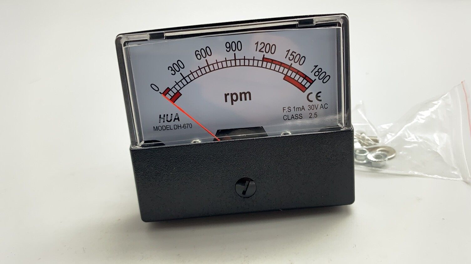 1PC 0-1800 Rpm Panel meter Size 60*70mm 30V AC Class 2.5 F.S 1mA