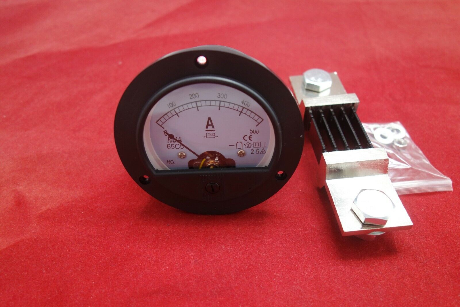 DC 500A Round Analog Ammeter Panel AMP Current Meter Dia. 90mm with shunt