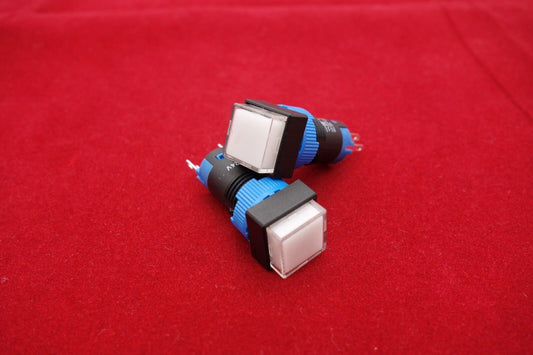 2PCS Cutout 12MM 6V White LED ILLUMINATED Square Latching PUSH BUTTON 5 PINS