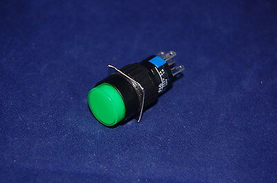 5PCS 16MM GREEN  ROUND MAINTAINED PUSH BUTTON LED ILLUMINATED 110V 5 PINS