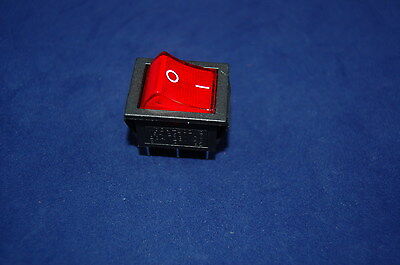 5Pcs RED Light Illuminated 2 Position Boat Rocker Switch 6 Pin 220V AC