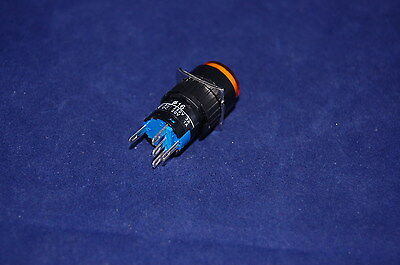 2PCS 16MM YELLOW  ROUND MAINTAINED PUSH BUTTON LED ILLUMINATED 12V AC/DC 5 PINS
