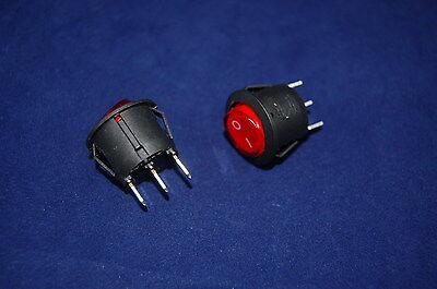 10Pcs Red Light Illuminated Round 2 Position Boat Rocker Switch 3 Pin 110V AC