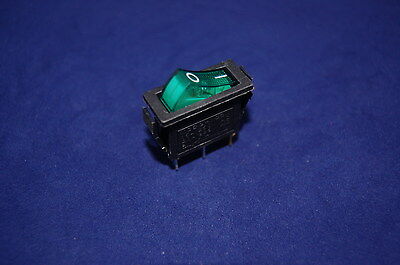 10Pcs Green Light  Illuminated Rectangle 2 Position  Rocker Switch 3 Pin 220V