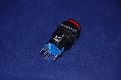 2PCS 16MM RED ROUND  Momentary PUSH BUTTON ILLUMINATED 24V AC/DC 5 PINS