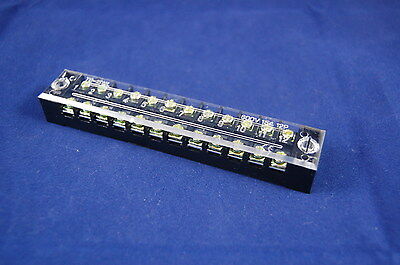 Lot of 10pcs 12 Position 15A 600V Barrier Dual Row Terminal Block/Strip w/Cover