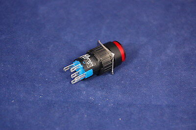 2PCS 16MM RED ROUND MAINTAINED PUSH BUTTON  ILLUMINATED 12V AC/DC 5 PINS